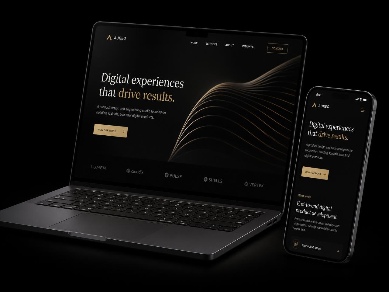 Modern website redesign shown on a laptop and phone